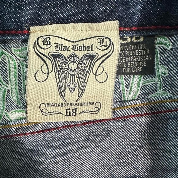 Vintage Y2K Blac Label Affliction Jorts Mens 38" Heavily Embroidered Jean Shorts - Picture 7 of 7